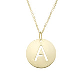 14k Yellow Gold Initial Letter Round Pendant Necklace, 18" fine designer jewelry for men and women